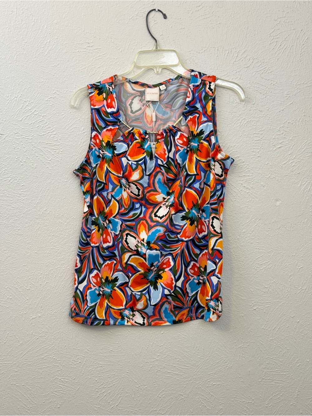 Zac & Rachel NWT Tropical Floral Tank Top Women’s Small Keyhole Neck Vacation